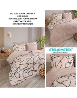 ETE HOMETEX ÇİFT KİŞİLİK WELSOFT UYKU SETİ EFEKT BEJ 8696474231980